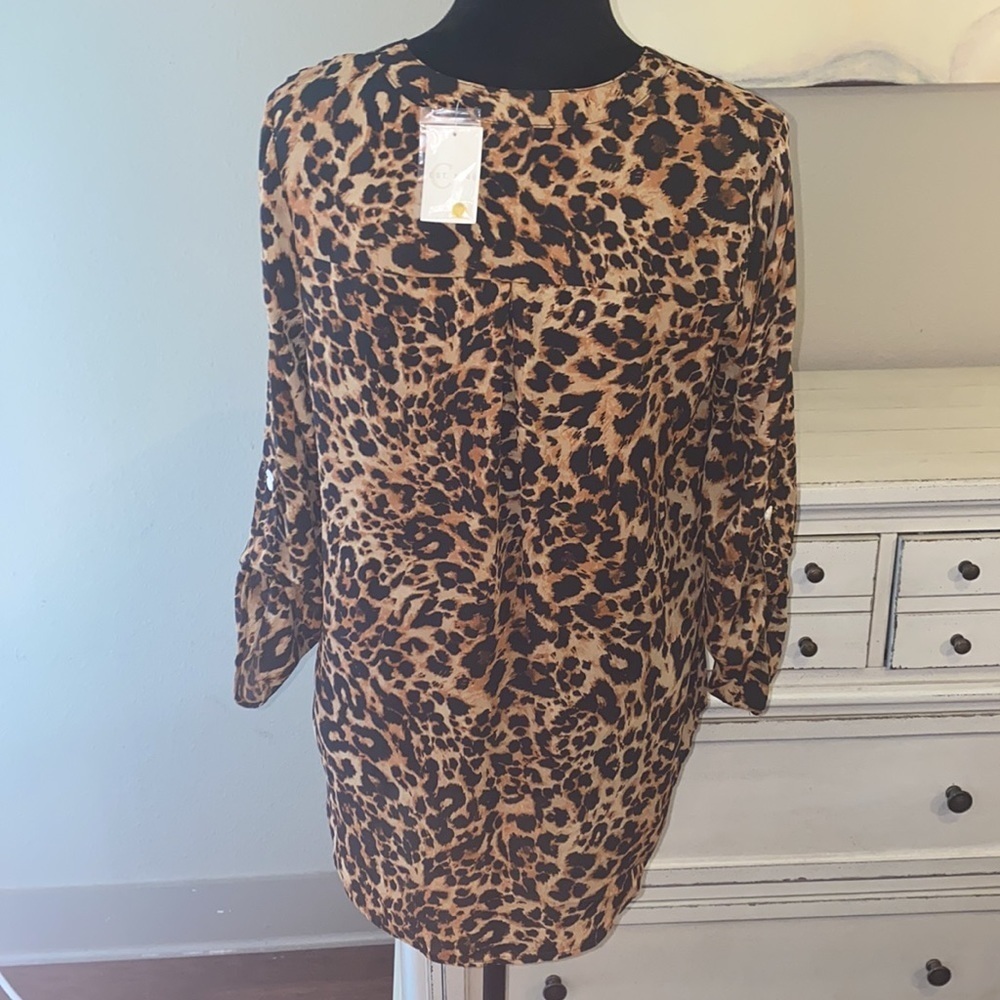 CATO Est. 1946 leopard animal print blouse gold metal SMALL​​ - Picture 6 of 14